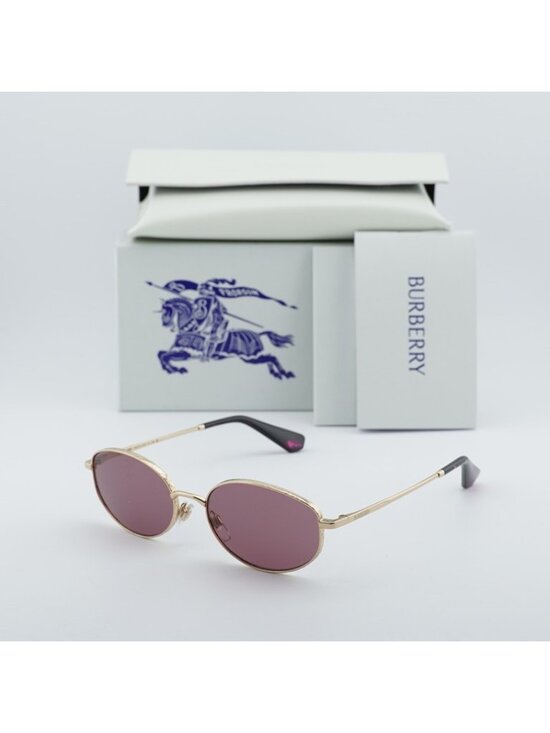 Burberry BE3169 11091A Sunglasses Gold Oval Frame, Violet Lenses